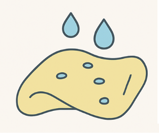 水分が絶えいている筋膜をスポンジに例えたイラスト